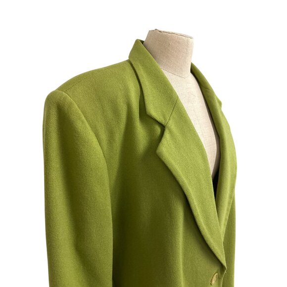Vintage Wool Jon Lawrence Lime Green Oversized Blazer Coat 20w Tall Plus - Picture 4 of 13